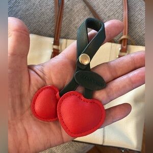 Cherry heart purse charm NEW faux leather cherries embellishment